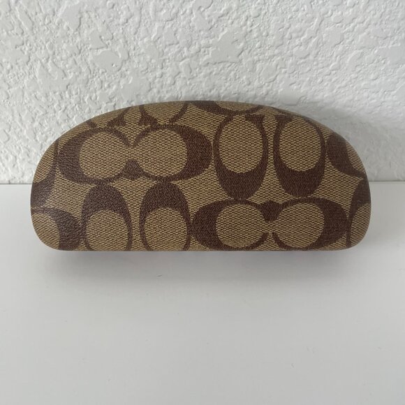 Coach Sunglasses Hard Case Clamshell Tan Brown Gold Eyeglasses Monogram - Picture 6 of 12